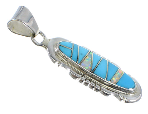 Turquoise And Opal Inlay Silver Pendant YX51600
